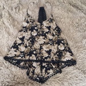 Rose patterned formal spaghetti strap top